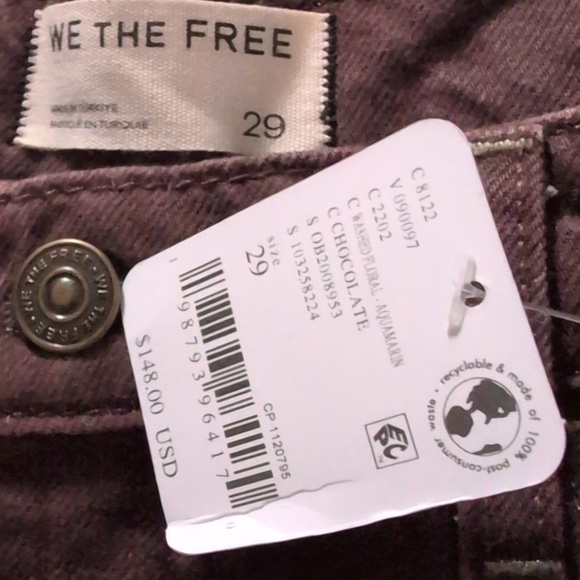 We The Free Good Luck Brown Floral Barrel Jeans *NWT *Size 29 - Picture 4 of 4